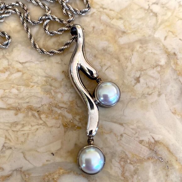 Sterling Silver Pearl Pendant & Rope Chain - Picture 4 of 7